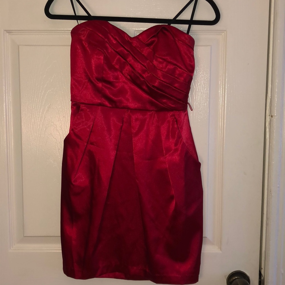 Red mini dress with pockets